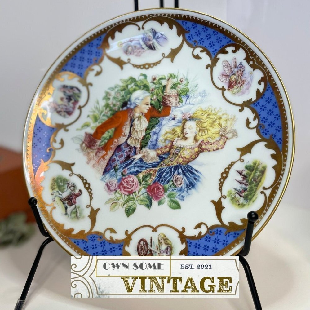 Limoges Porcelain Sleeping Beauty Premier Edition 1983 w/ Display Stand